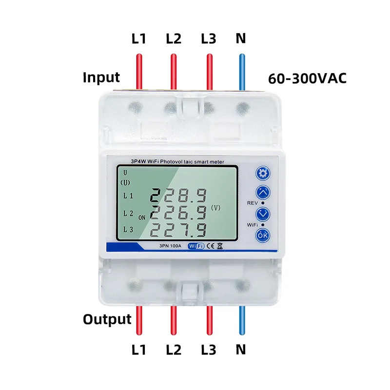 

Three Phase Smart Meter Circuit Breaker 3P4W 3 Phase 4 Wire Alexa Smart Home Tuya 3P4W Wifi Photovoltaic Smart Meter 3PN 100A