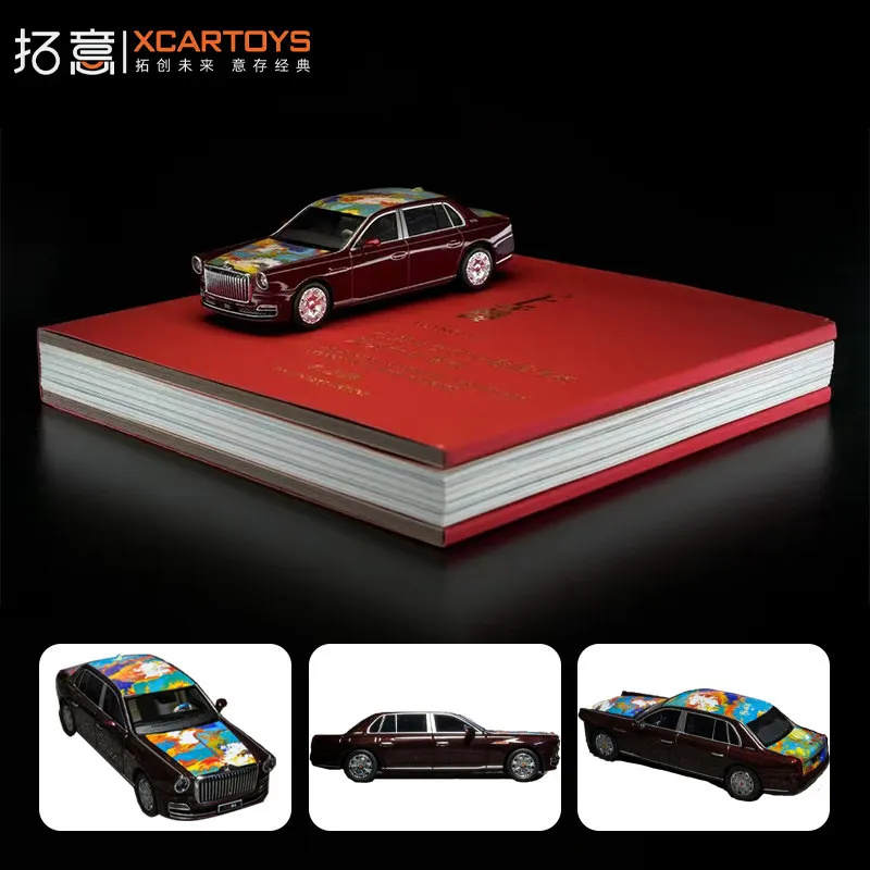 [In Stock] XCARTOYS 1/64 Diecast Alloy Hongqi State‑Gift Limousine Car Model, Art Livery Luxury Gift‑Box Collectible Vehicle
