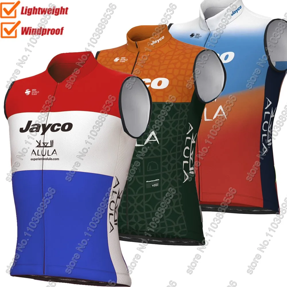 Jayco Alula 2024 Wind Vest Australia Cycling Vest Windproof Lightweight Sleeveless Cycling Jersey Maillot Gielt