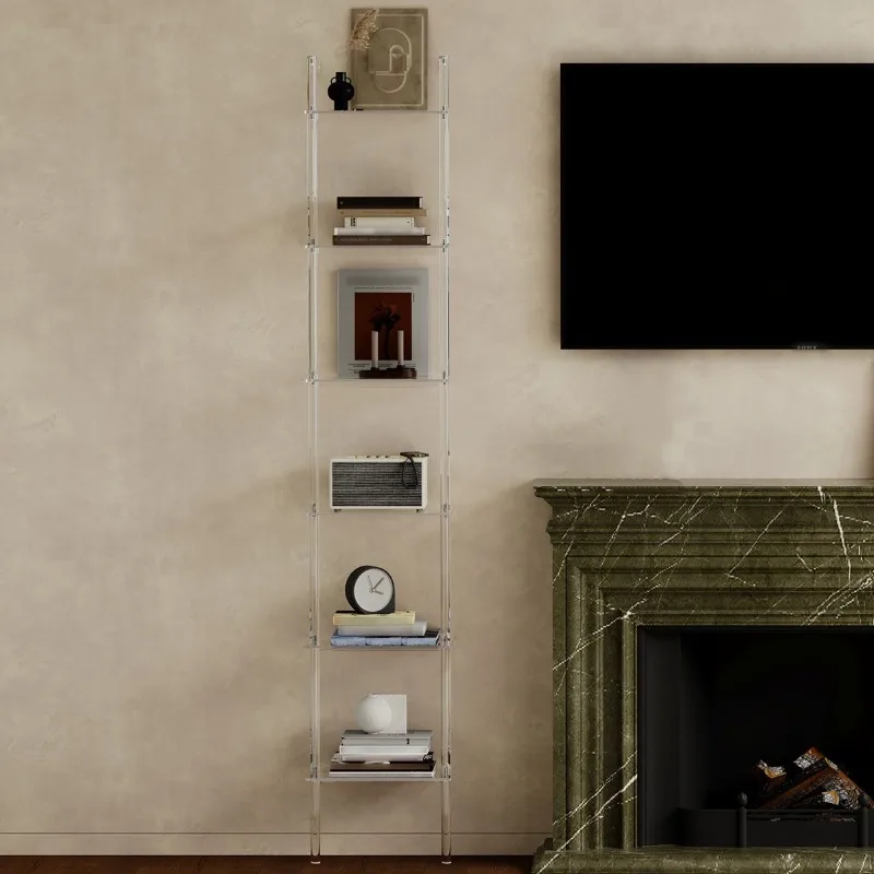 

nail wall, bookshelf floor-to-ceiling five floors, wall-mounted ladder display shelf, small space living room locker