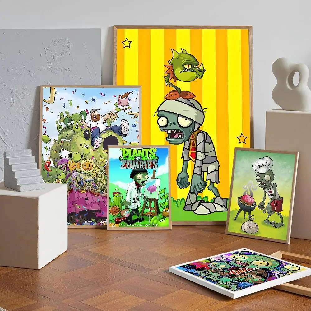 AZNM Plants vs Zombies Game Classic Movie Posters HD Quality Poster Wall Art Painting Study Nordic Home Decor