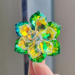 Trend Shining Glass Flower Brooches For Women 8-color Beauty Office Party Brooch Pin New Year Gifts