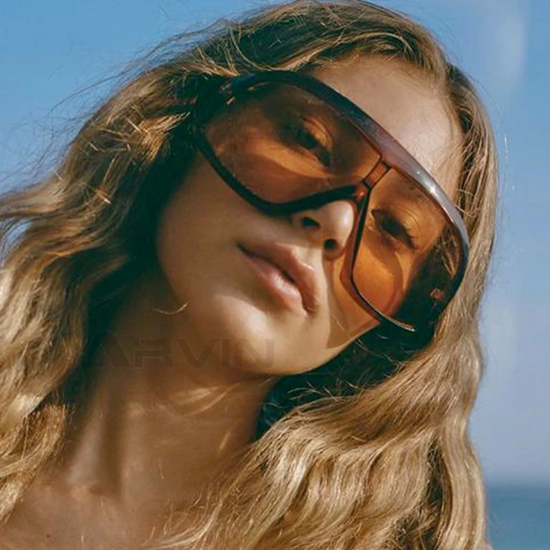 Novo oversized uma peça óculos de sol feminino marca moda grande escudo óculos de sol dos homens na moda luxo ao ar livre uv tons eyewear