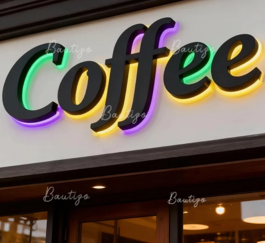Coffee LED Sign Custom RGB Logo Programmable Channel Letters Personalized Shop Decor Storefront Outdoor Signage Advertising