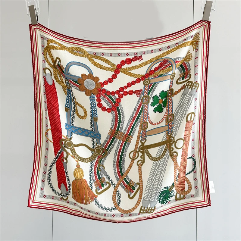 

Horse Hand Rollerd Edges Scarf 65CM Luxury Designer Women Head Bandana Silk Wool Scarfs Square Warm Bandanas 65CM Mother Gift