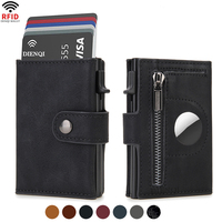 Rfid Carbon Fiber Men Wallets for Airtag Luxury Slim Mini Credit Card Holder Wallets for Men Air Tag Tracker Minimalist Purse