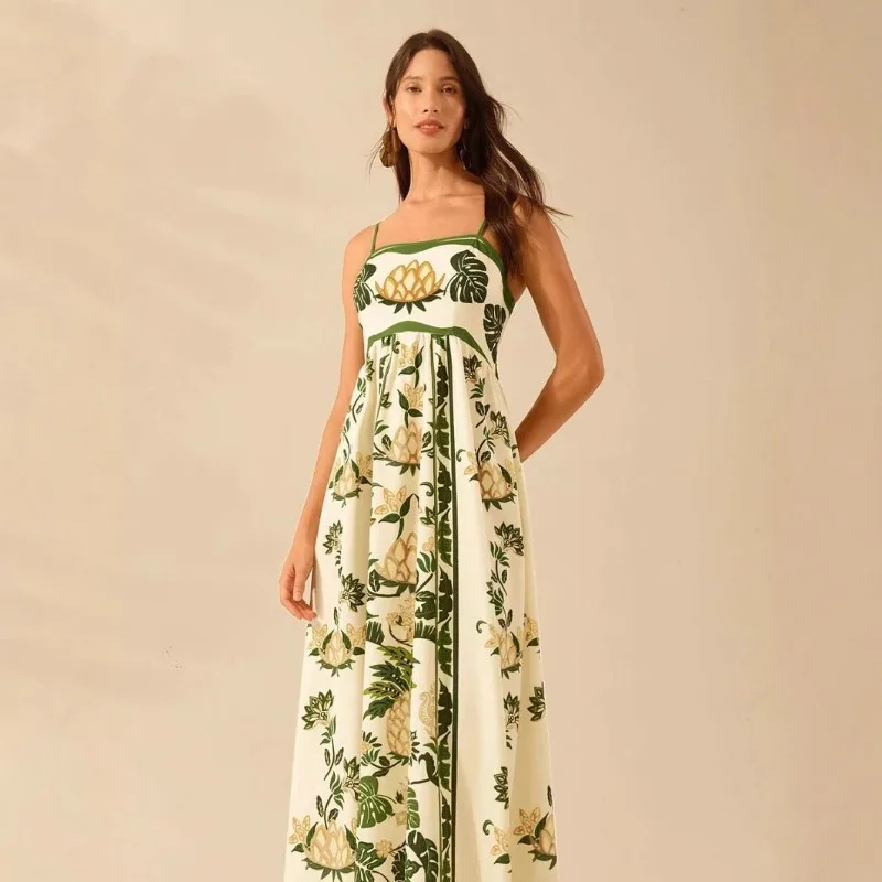 Women's Bohemian Mini A-Line Dress Fashion Sweet Ruffle Sleeveless Square Neck Short Sunshine Floral Print with Lotus Leaf Hem
