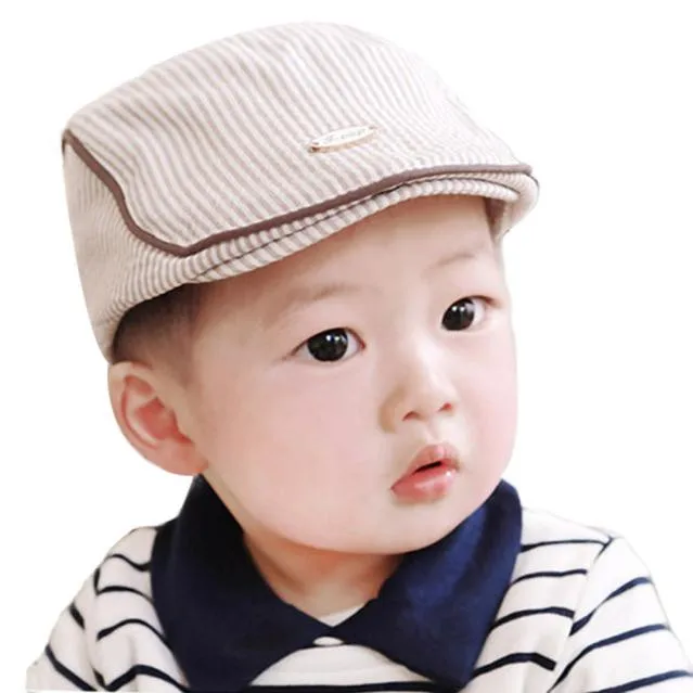 

Baby Boys Herringbone Flat Hat Kids Vintage Drivers Newsboy Beret Stripe Girls Infant Lining Cap Infant Thick Peaked Baby Caps