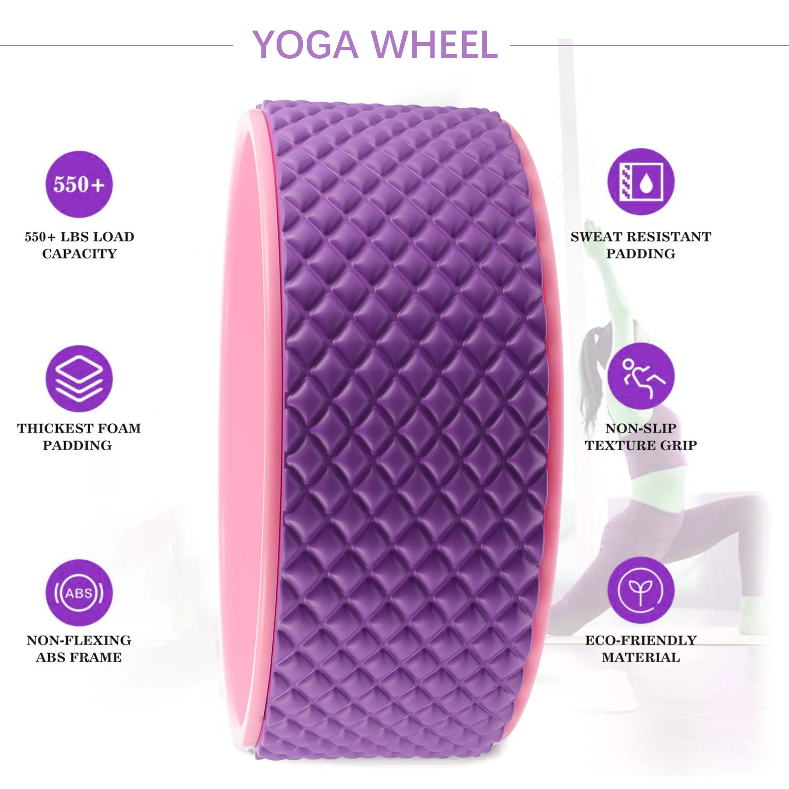 

1pc Yoga Wheel 12 Inch Backbend Massage Tool For Spine Stretching Chest Opening Pilates Roller Fitness Training Support