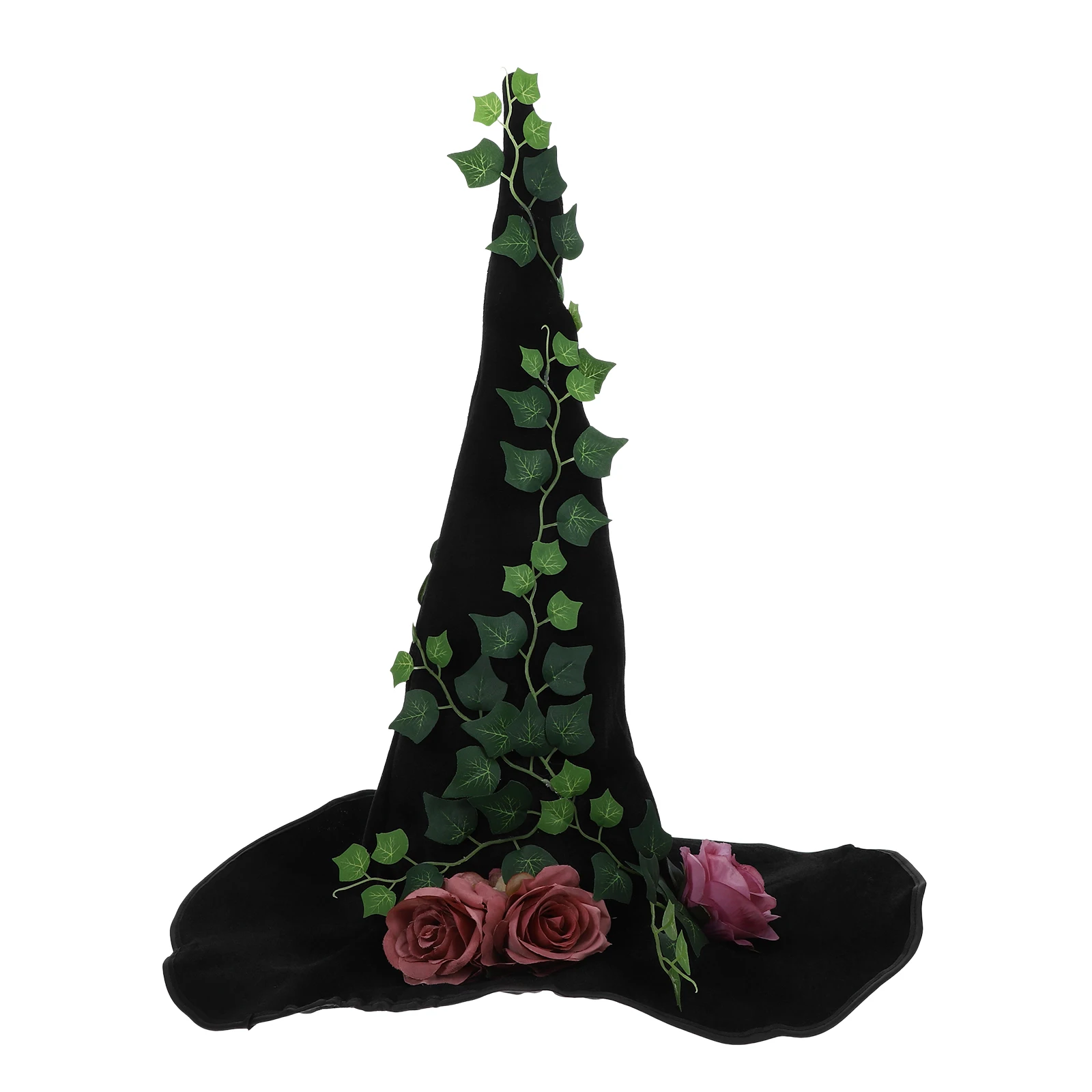 

Gothic Rose Black Vine Design Comfortable Party Cap Women Costume Medieval Cosplay Wizard Pointed Adult Halloween For Women