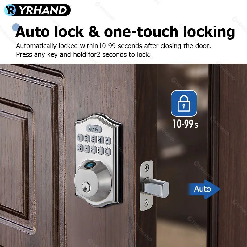 Easy Installation Biometric Fingerprint Lock Keyless Entry Door Lock Electronic Keypad Deadbolt with Keys Anti Peek Password