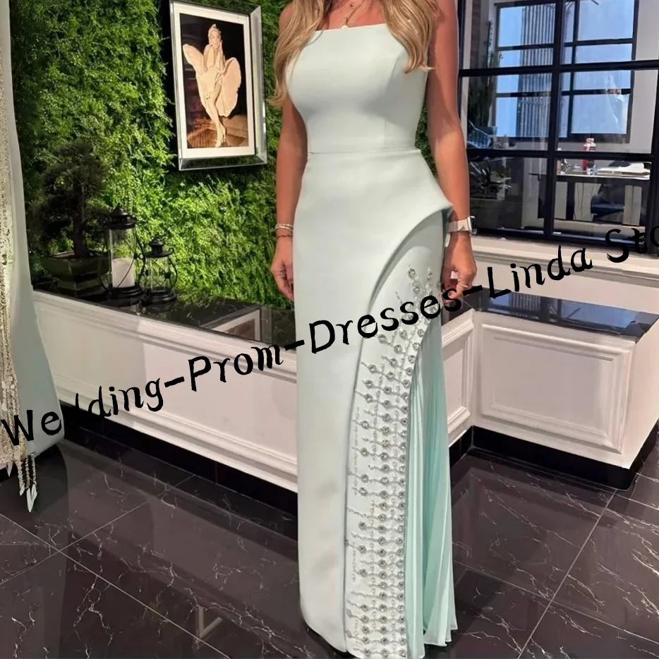 Elegant Satin Strapless Tiered Beading Straight Formal Evening Dresses Birthday Party Prom Gowns Customized image 2