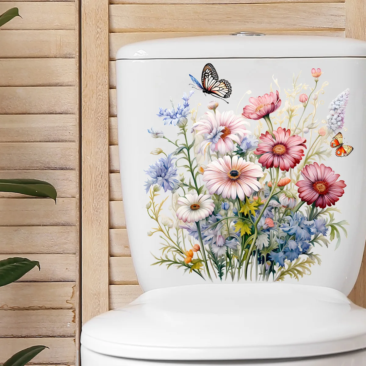 Various Green Plants Flowers Wall Sticker Bathroom Toilet Decor Decals Living Room Cabinet Home Decoration Self Adhesive Mural