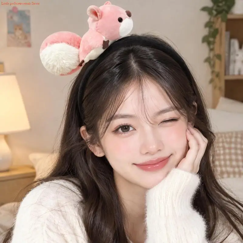 Animal Headband Wide Plush Fabric Band and 3D Character Accent Headwear for Skincare, Makeup, and Everyday Hairstyling
