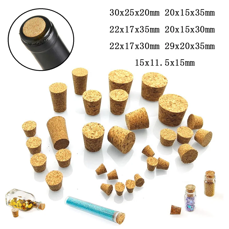 5/10pcs Wine Glass Bottle Stopper Kettle Pudding Container Cork Cap Burette Buret Tube Wood Lid Many Sizes