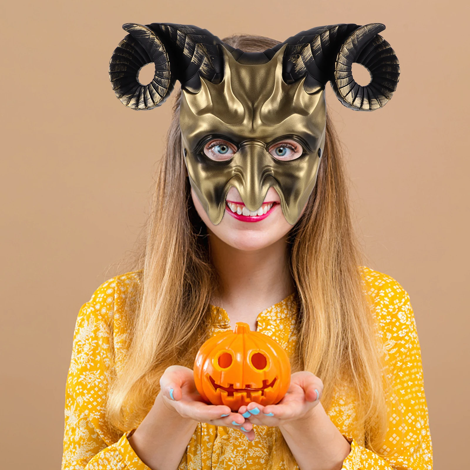 Maschera in corno Corno Nero Decorazioni per travestimento Maschera per travestimento di Halloween Maschere per costumi Puntelli per foto pelosi spaventosi Abbigliamento comodo