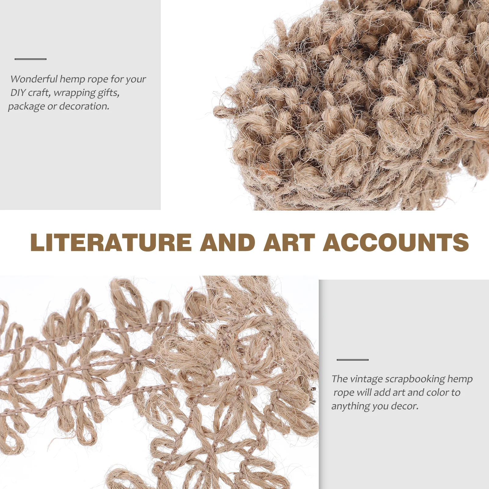 

2Pcs Retro Handmade Hemp Rope Decorative Scrapbook Material DIY Wrapping Rope Craft Supplies for Scrapbooking Journal Diary