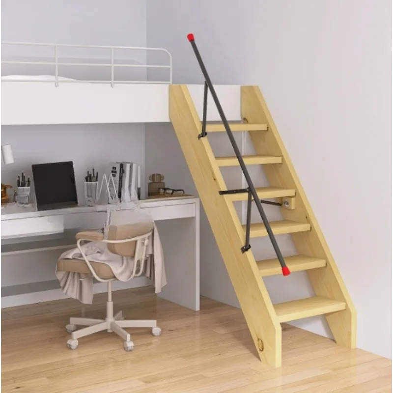 Folding Stairs Attic Against The Wall Solid Wood Household Ladders Attic Side Wall Hanging Retractable Invisible Wooden Ladders