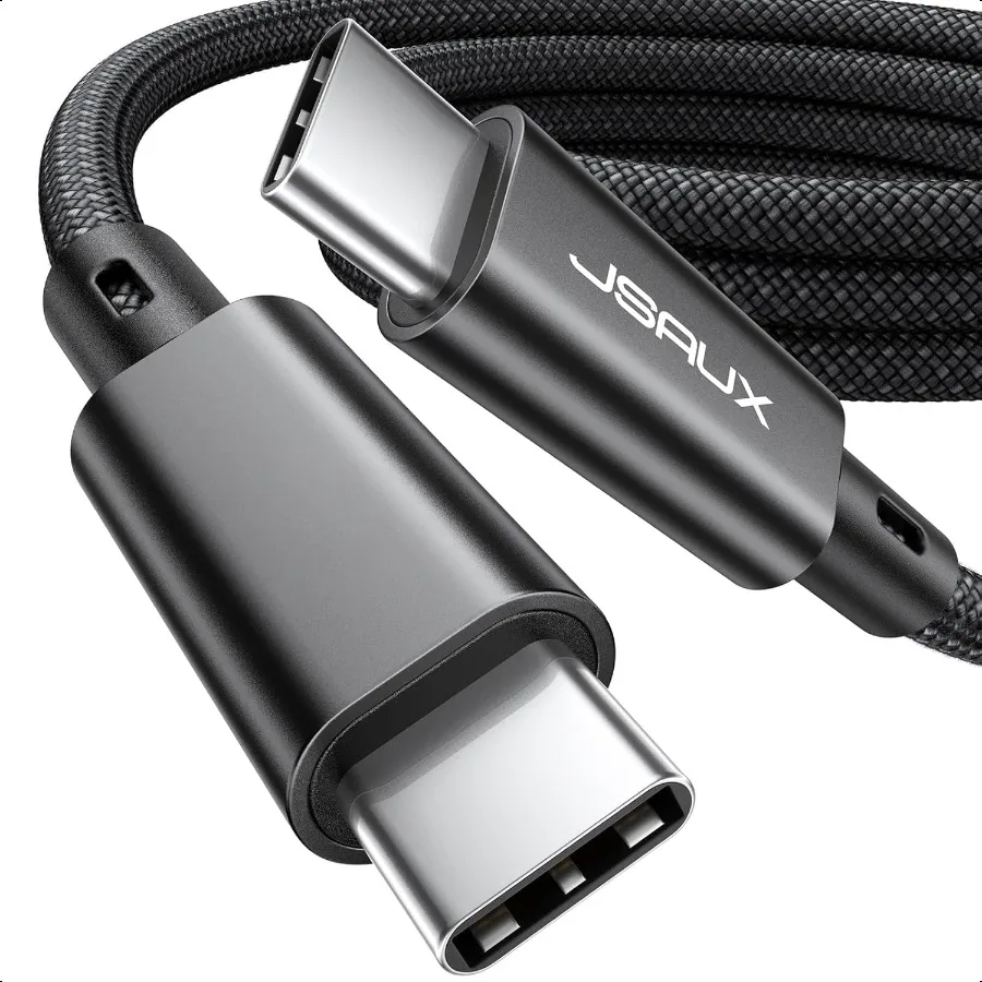 

JSAUX Длинный кабель USB C к USB C 3.2 Gen 2 20 Гбит/с Передача данных 4K Видеомонитор Дисплей 100 Вт PD Быстрая зарядка для iPhone 15 Pro