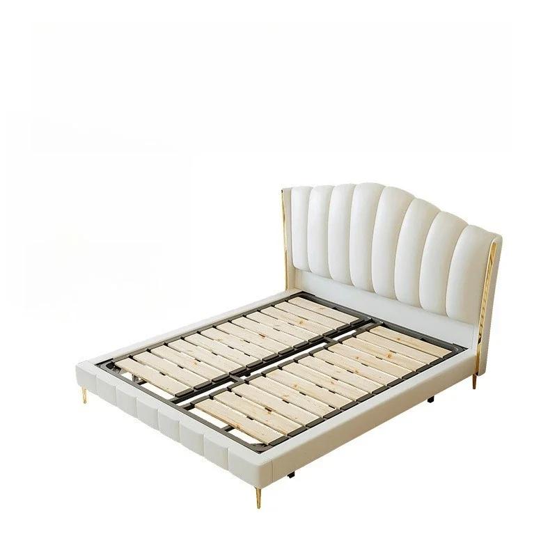 

Light luxury leather bed, designer Internet celebrity ins, Nordic modern, master bedroom, double