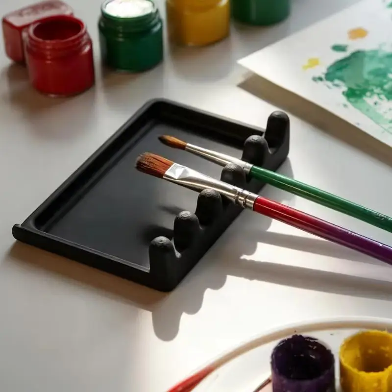 3D 5 Slots Paint Brush Holder With Drip Tray Portable Water Coloring Brushes Organizer Desktop Brush Holders
