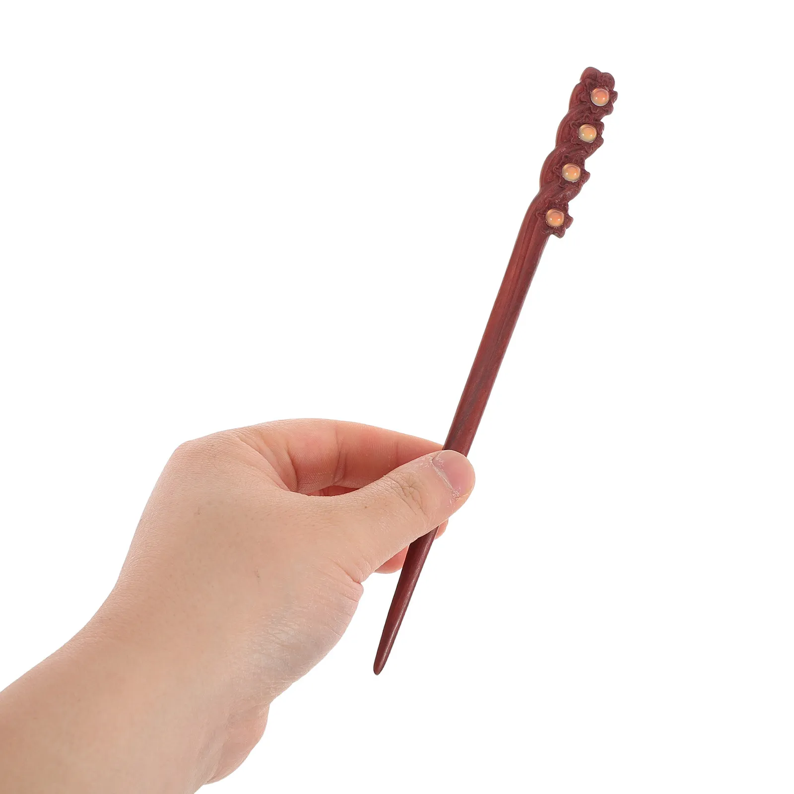 

Винтажная заколка для волос из красного сандалового дерева, китайская шпилька с изысканной резьбой, элегантный держатель для пучка для женщин, для причесок Ханьфу, азиатский стиль