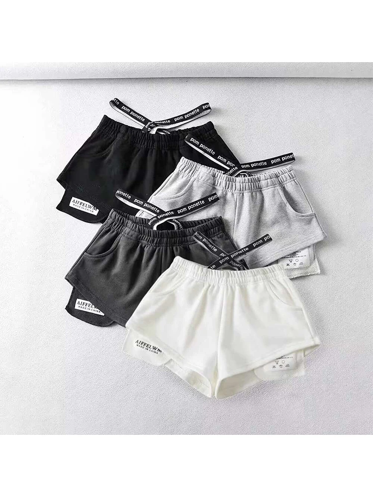Women\'s Grey Shorts Y2k Korean Short Pants Harajuku Streetwear Aesthetic Vintage Mini Sports Shorts 2000s Trashy Clothes Summer