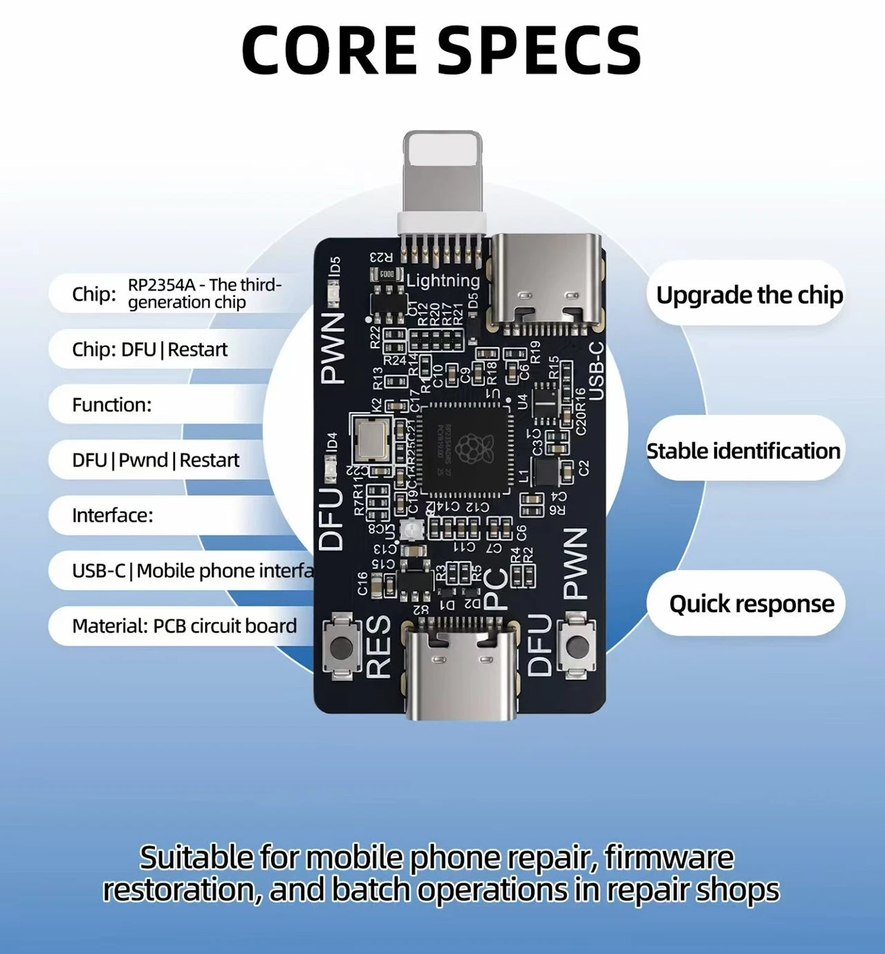 RP2354A Third-generation Chip Pico DFU Engineering Board for iPhone XR to 11PM