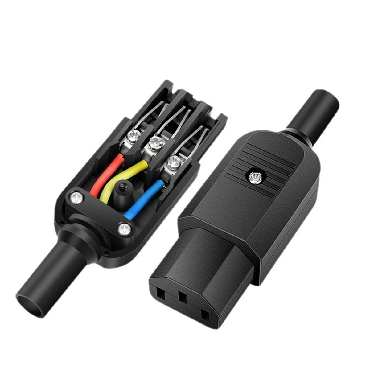 3‑Pin Rewirable Power Connector 15A C13 Female Male Connector Solder‑Free Inline Plug for Electric Rice Cooker Computer Charger
