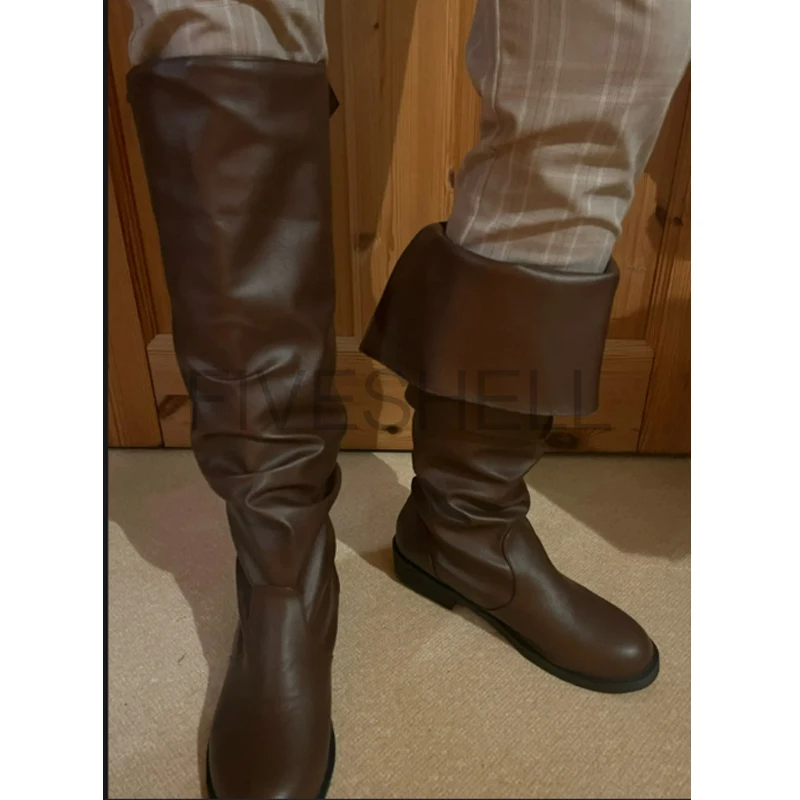 Halloween średniowieczne skórzane buty Jack Sparrow renesansowe półbuty Haddock obuwie Larp piracki wojownik Vintage Jackboot