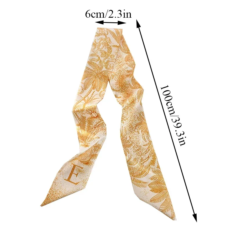 Sketch Style 26 Letters Slender Model Temperament Small Scarf Long Silk Scarf Hair Band Women's All-Match Double-Sided Streamer