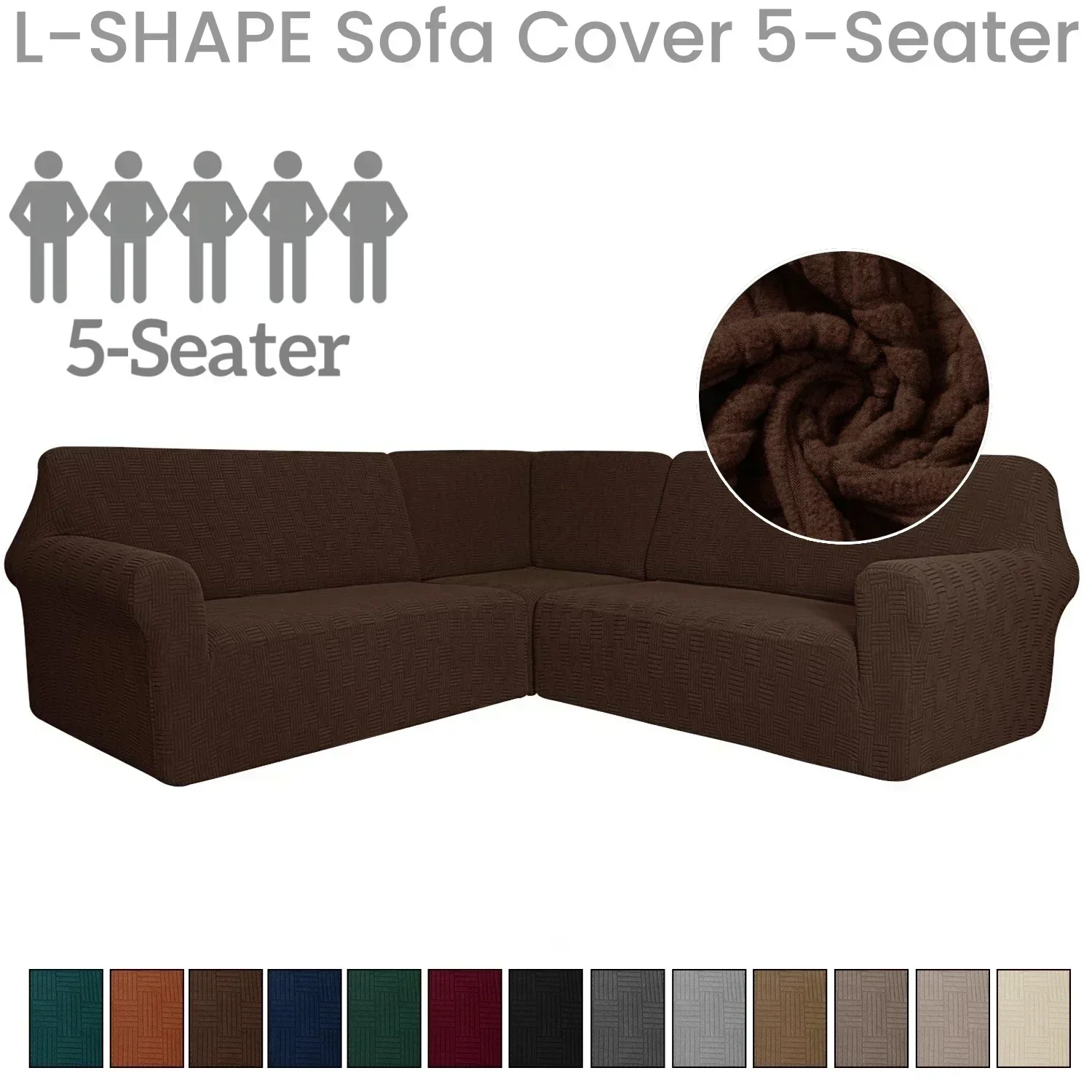 Thick Jacquard 3 Pcs L Shaped Couch Covers 5 Seater Sectional Sofa Corner Sofa Covers Stretch Washable Sectional Couch Protector