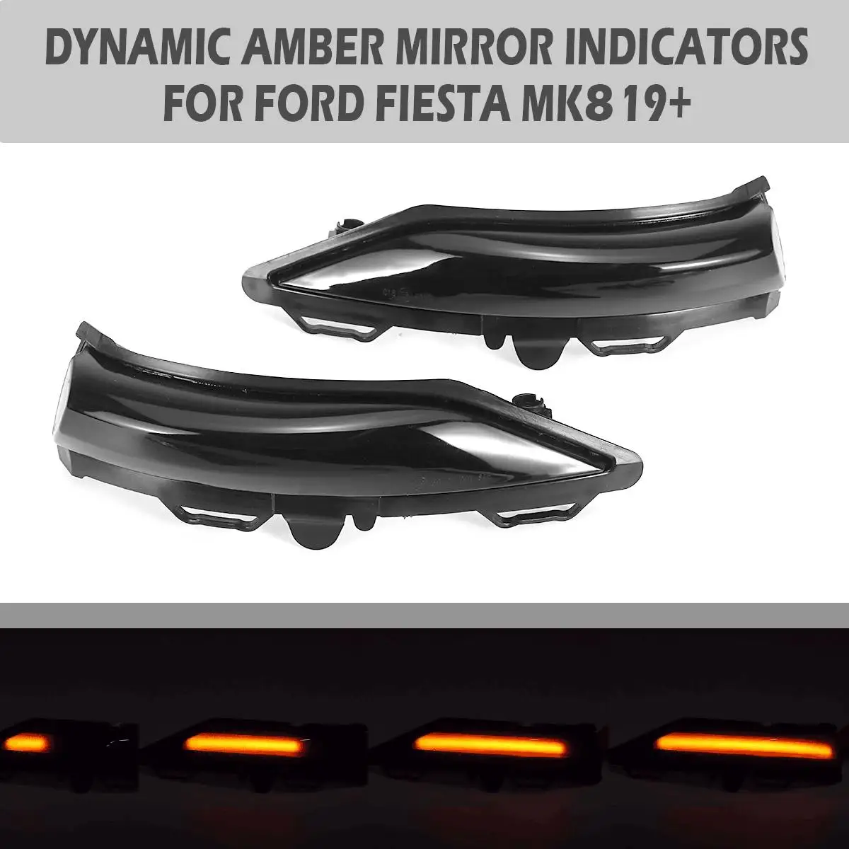 2PCS LED Side Wing Rearview Mirror Dynamic Indicator Flowing Turn Signal Blinker Repeater Light for Ford for Fiesta MK8 19+