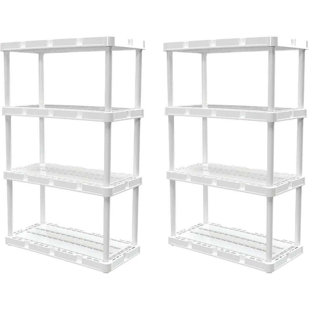

Storage Shelves, 2 Pack Light Duty 4-Shelf Ventilated Shelving Rack Organizer, Storage Shelves
