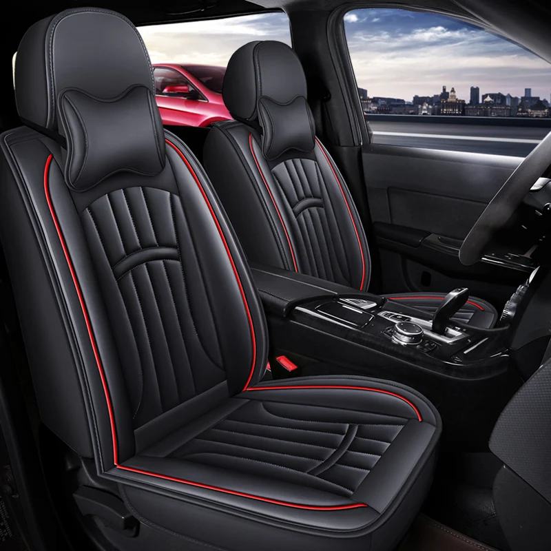 (Comfort Version) Front Double Seats, Equipped with 2 Comfortable Headrests, Luxurious Pu Leather Full-Cover Car Seat Covers, Universal, Breathable and Not Stuffy, Comfortable for All Seasons, Easy to Clean and Maintain, Multi-Layer Composite Material, Exquisite Workmanship, Simple and Convenient Installation, Does Not Affect the Normal Use of Seat Belt Buckles, Available in 4 Colors, Suitable for Various Models Such as Sedans, Suvs, Trucks, Etc