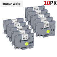 10pcs 12mm TZ231 Label Tape TZ 231 TZ-231 Black ON White Tape Compatible for Brother Ptouch Label Maker Ribbon tze231 For PTH110