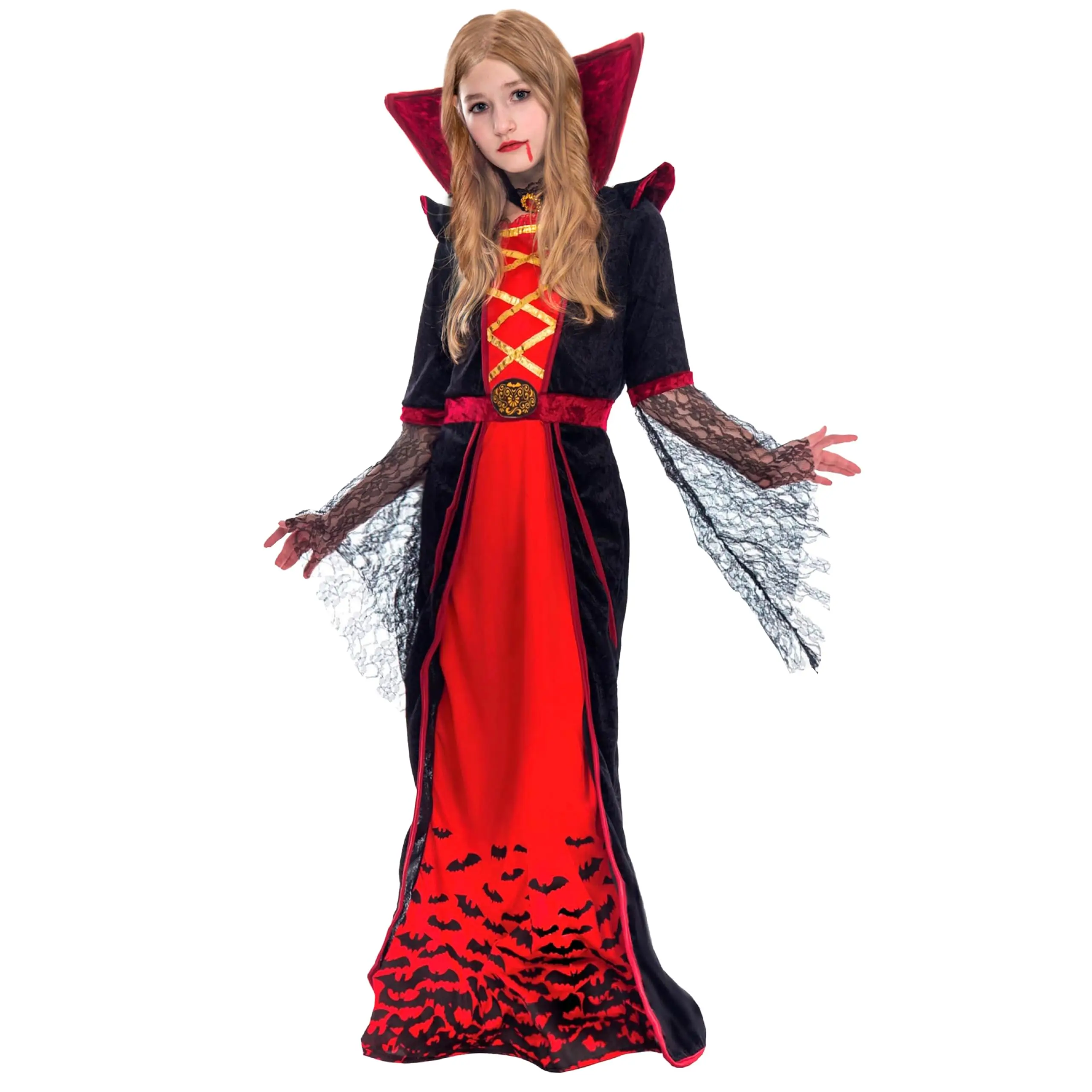 Spooktacular Creations Royal Vampire Costume for Girls, Deluxe Set Halloween Gothic Victorian Vampiress Queen Costume