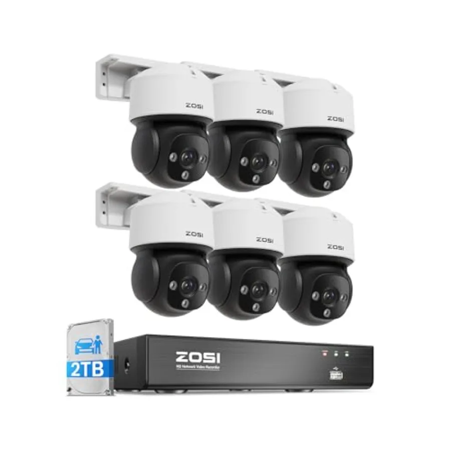 

4K 8CH POE Security Camera System for outdoor/indoor use, metal housing, black, AI human/vehicle/face detection, 360 view, two-