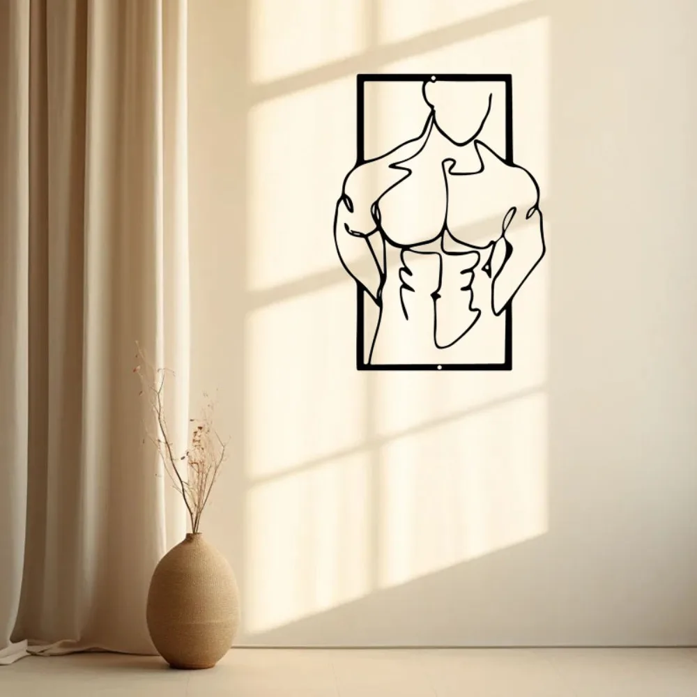 Retro Wall Ornament: Metal Muscle Man for Decor Lovers