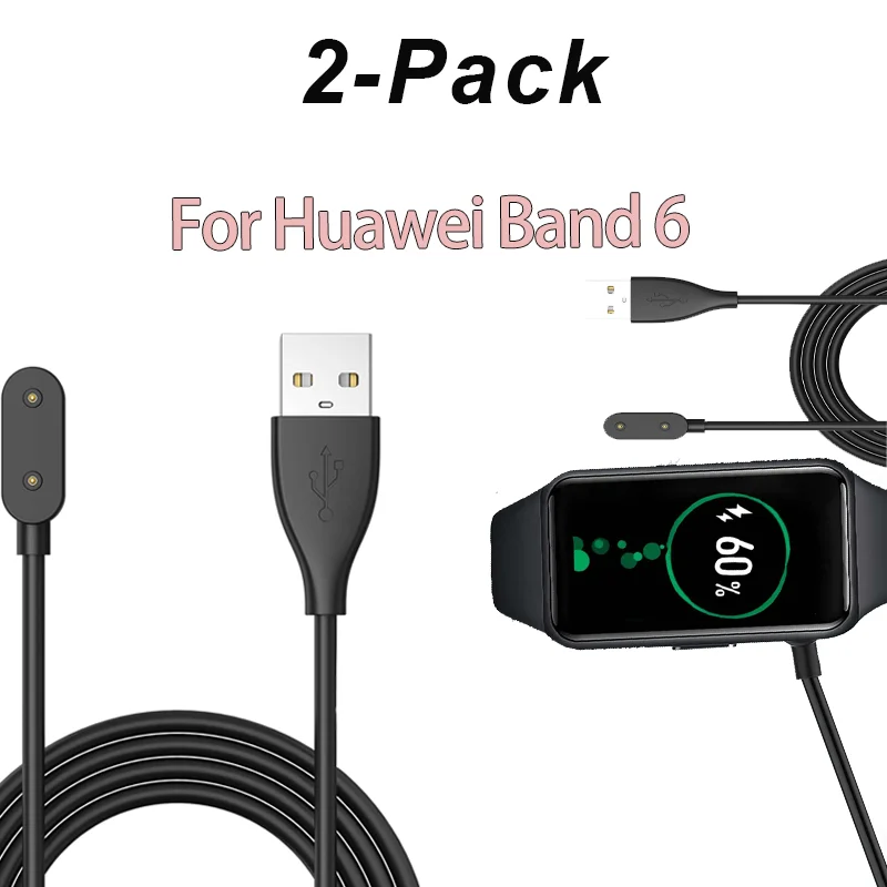 2er-Pack für Huawei Band 10/9/8/7/6 Watch Fit Mini/2/3/4X/4Pro Honor Band 7/6 Watch ES USB Smartwatch-Ladegerät Ersatz-Ladegerät