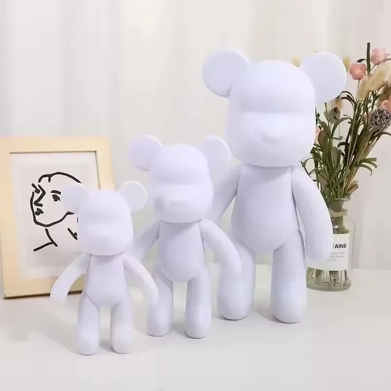 Vinyl Violent Bear Figure Statue White Bear Figurine Sculpture DIY Handmade Fluid Pigment Doll Toys Decoration Desk Accessories