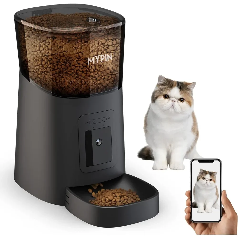 Video Automatic Pet Feeder with HD Camera, Food Dispenser for Cats and Dogs WiFi Smart Feeder with Camera 6L 2-Way Audio