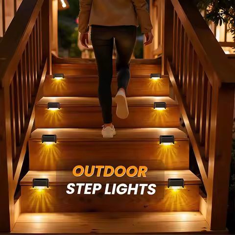 4/12/16/32pcs Solar LED Lights Outdoor Garden Light Deck Lamp Solar Stairs Light Waterproof Solar Step Lamp Patio Garden Decor
