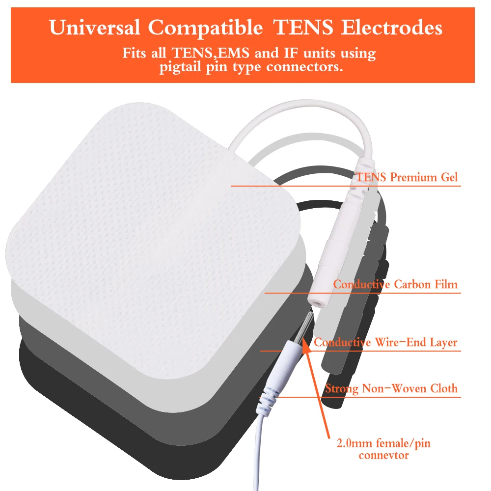 แผ่นอิเล็กโทรด10/20ชิ้นอุปกรณ์เสริมกายภาพบำบัดผ้านอนวูฟเวนแผ่นเปลี่ยนแบบมีกาวในตัวสำหรับนวดตัวแบบนับสิบ EMS