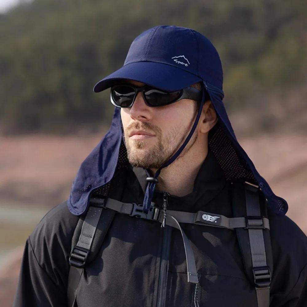 قناع الوجه للرجال قبعة الشمس شبكية قابلة للتنفس غطاء صيفي للوجه شال قابل للفصل 360 درجة °   قبعة صيد خارجية للحماية من الشمس للصيف