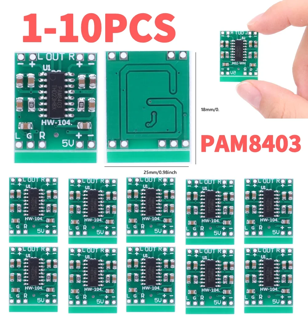 1-10 pièces PAM8403 Module amplificateur Audio 2 canaux Module classe D Super Mini carte amplificateur numérique 2*3W DC2.5-5.5V alimentation