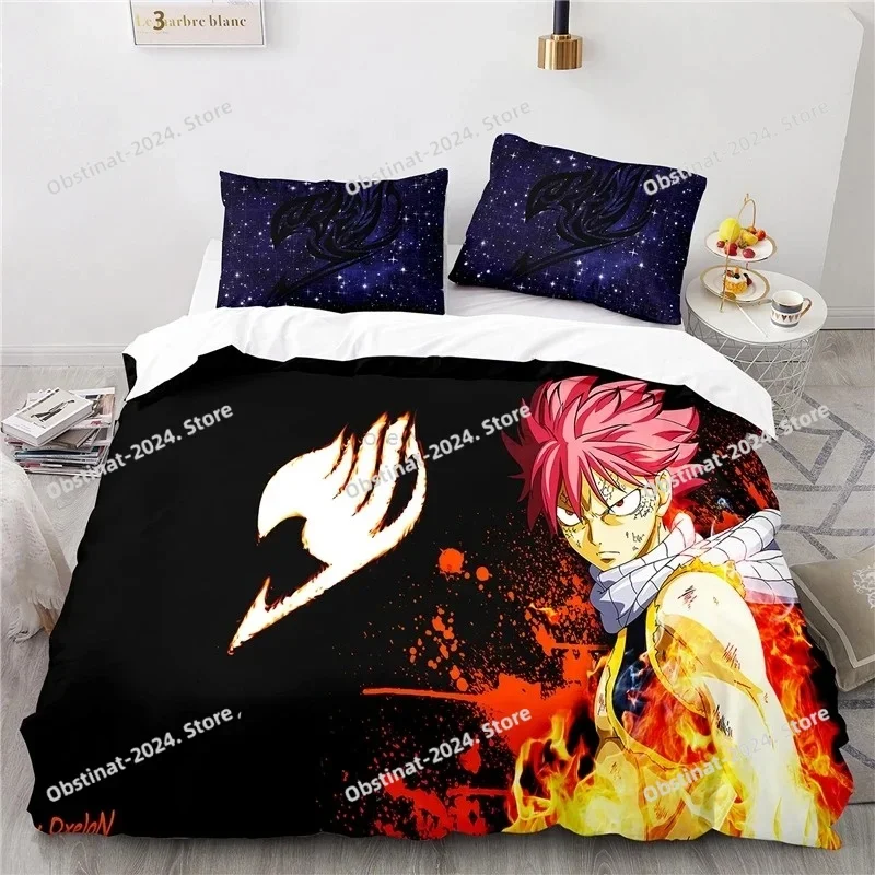 

Popular Anime Fairy Tail 3d Printed Bedding Set Lucy Gray Fullbuster Etherious Character Printed Duvet Cover Set with Pillowcase