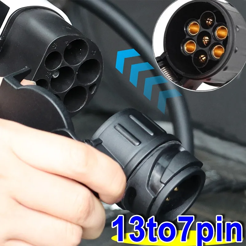 

1PC Trailer Plug Socket Adapter Protected Connection A30 Connector Euro Spec 13 To 7 Pin Trailer Adapter Car Accessories