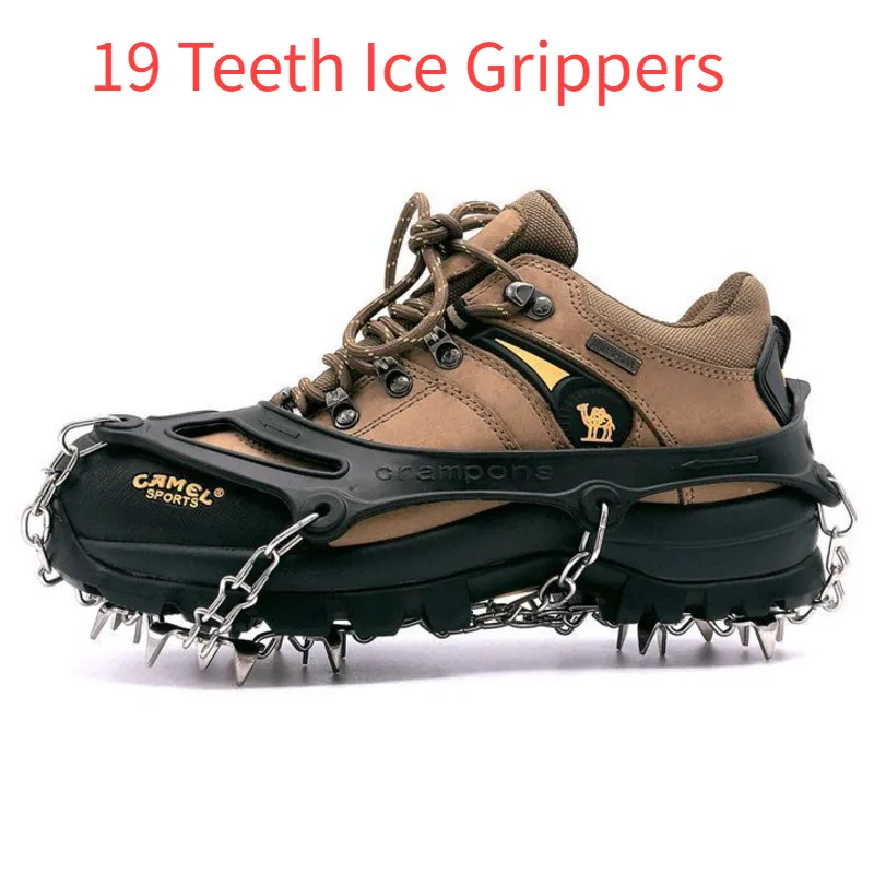 19 Teeth Ice Grippers Outdoor Mountaineering Travel Ice Crampons Ice Snow Crampons 201 Stainless Steel Welded Anti-Slip Chains