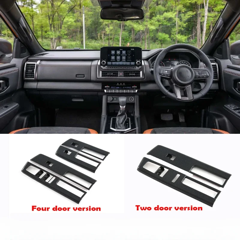 

RHD для Mitsubishi Triton L200 2023, ABS карбоновая внутренняя дверь, подлокотник, панель, отделка, кнопка подъема окна, крышка, автомобильные аксессуары